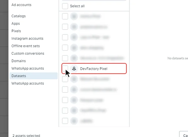 Bifarea setului de date al site-ului la Datasets
