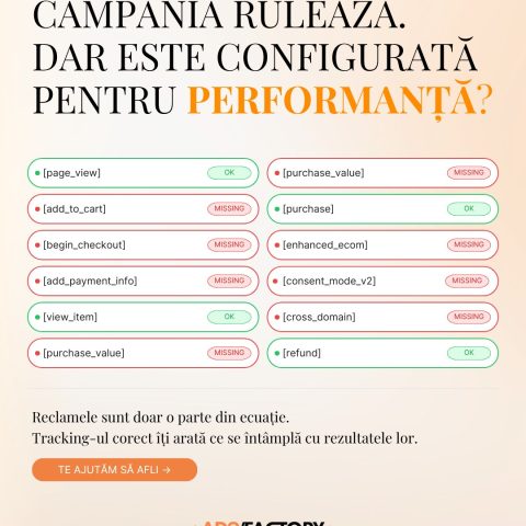 La Ads Factory, performanța campaniilor începe cu date corecte.
 
Când datele su